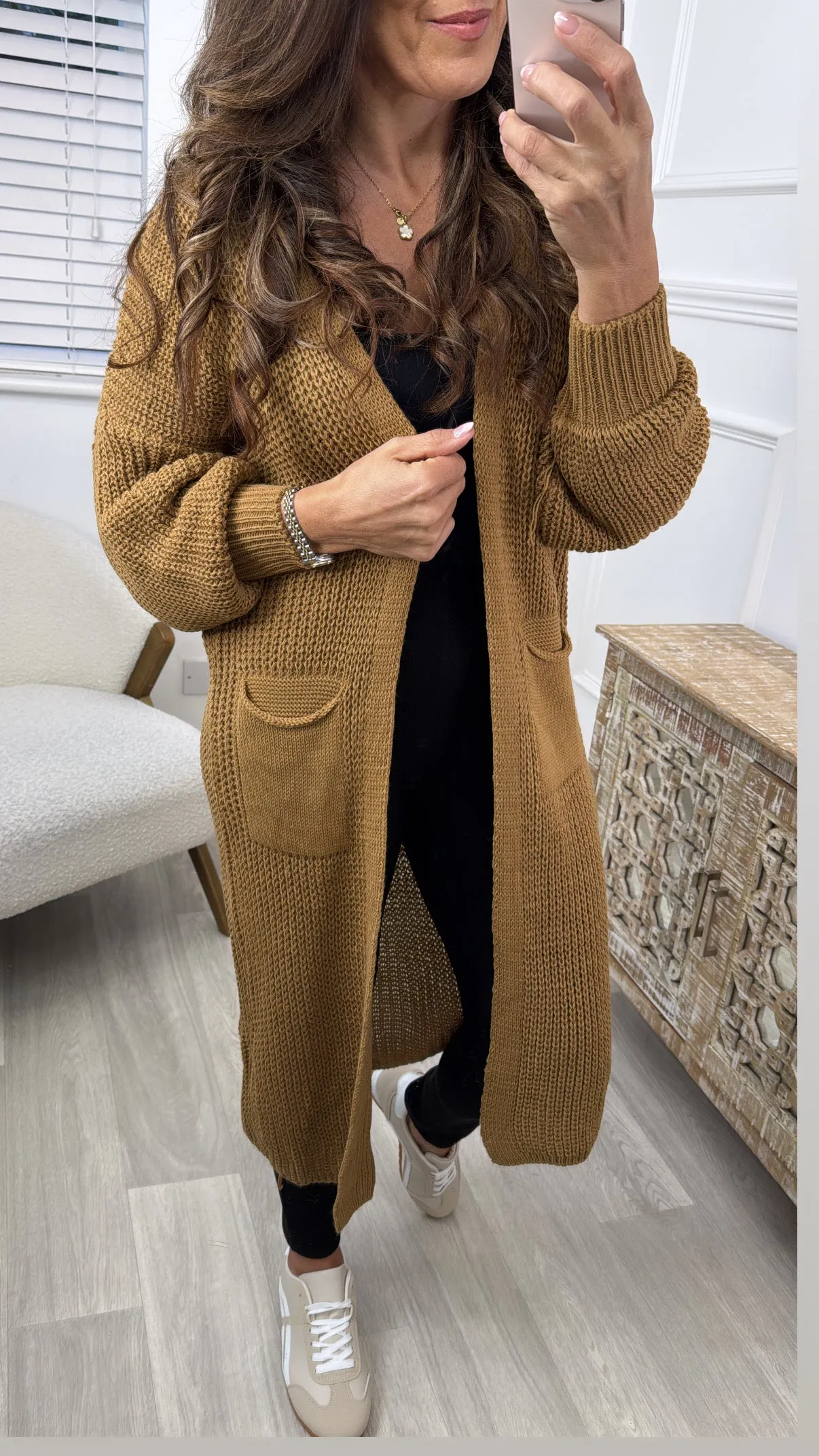 Margaret Camel Longline Cardigan