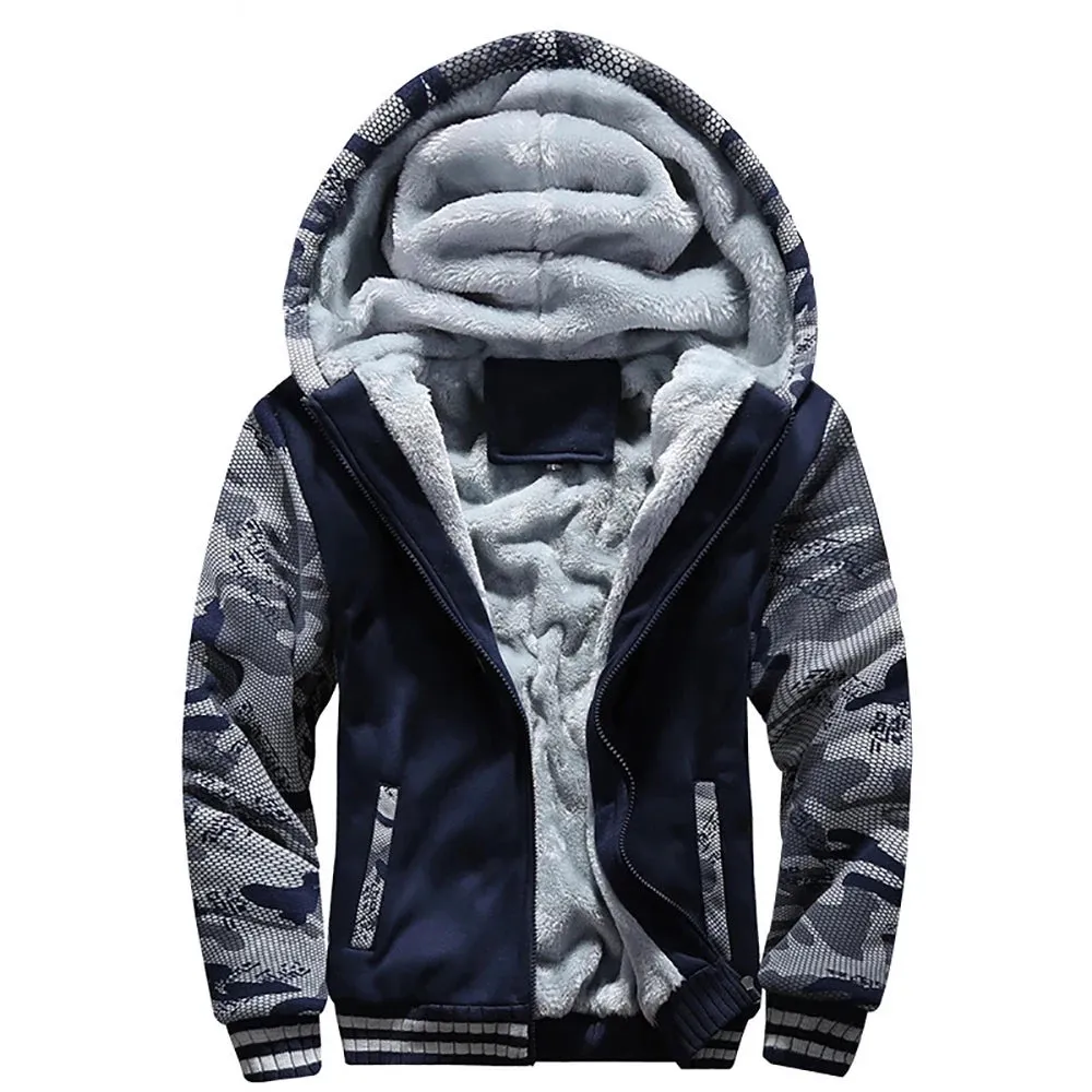 Men's Camouflage Fleece Zip Jacket for Winter Wear