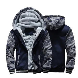 Men's Camouflage Fleece Zip Jacket for Winter Wear