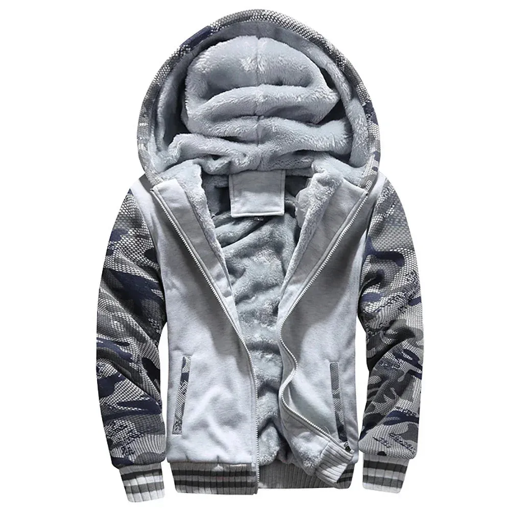 Men's Camouflage Fleece Zip Jacket for Winter Wear
