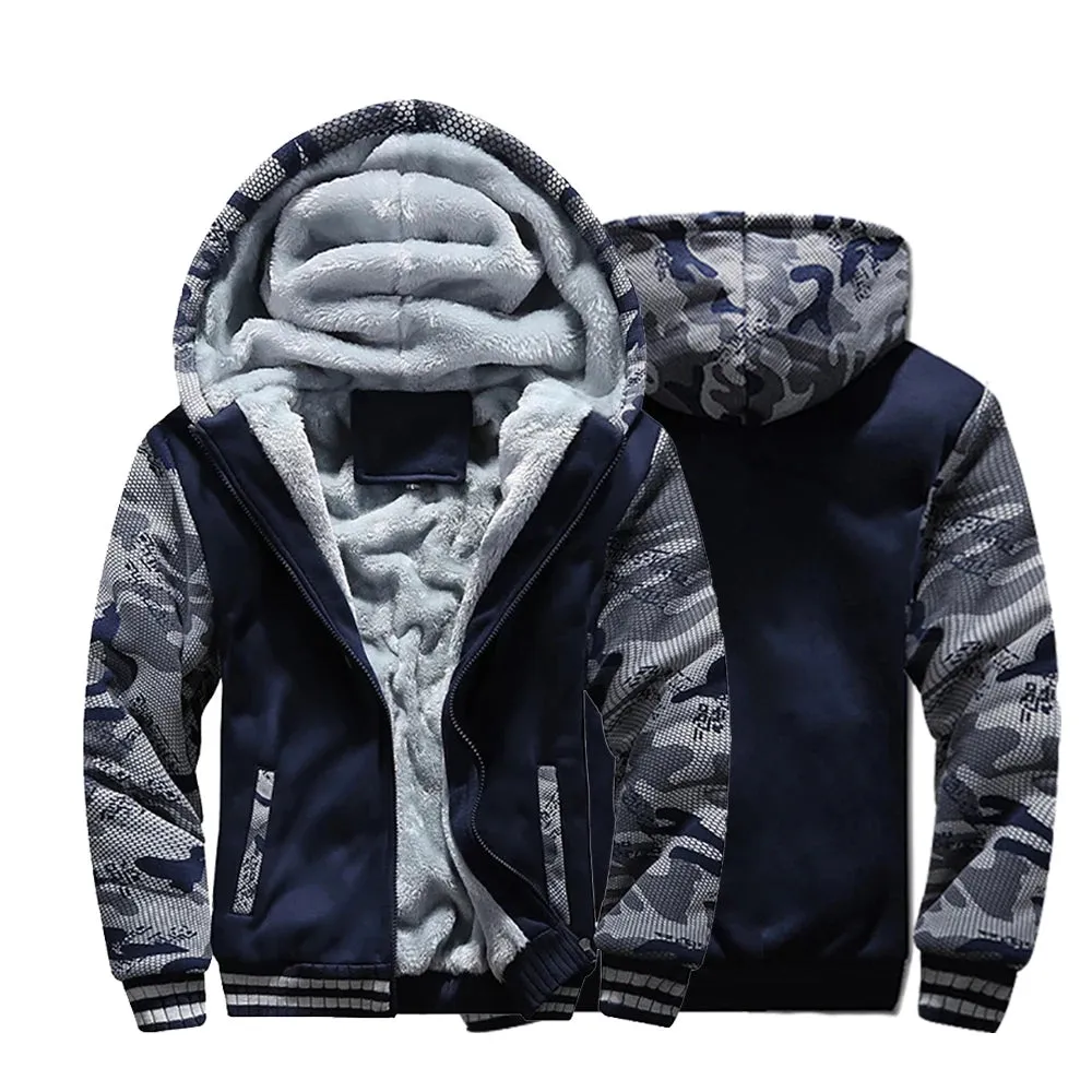 Men's Camouflage Fleece Zip Jacket for Winter Wear