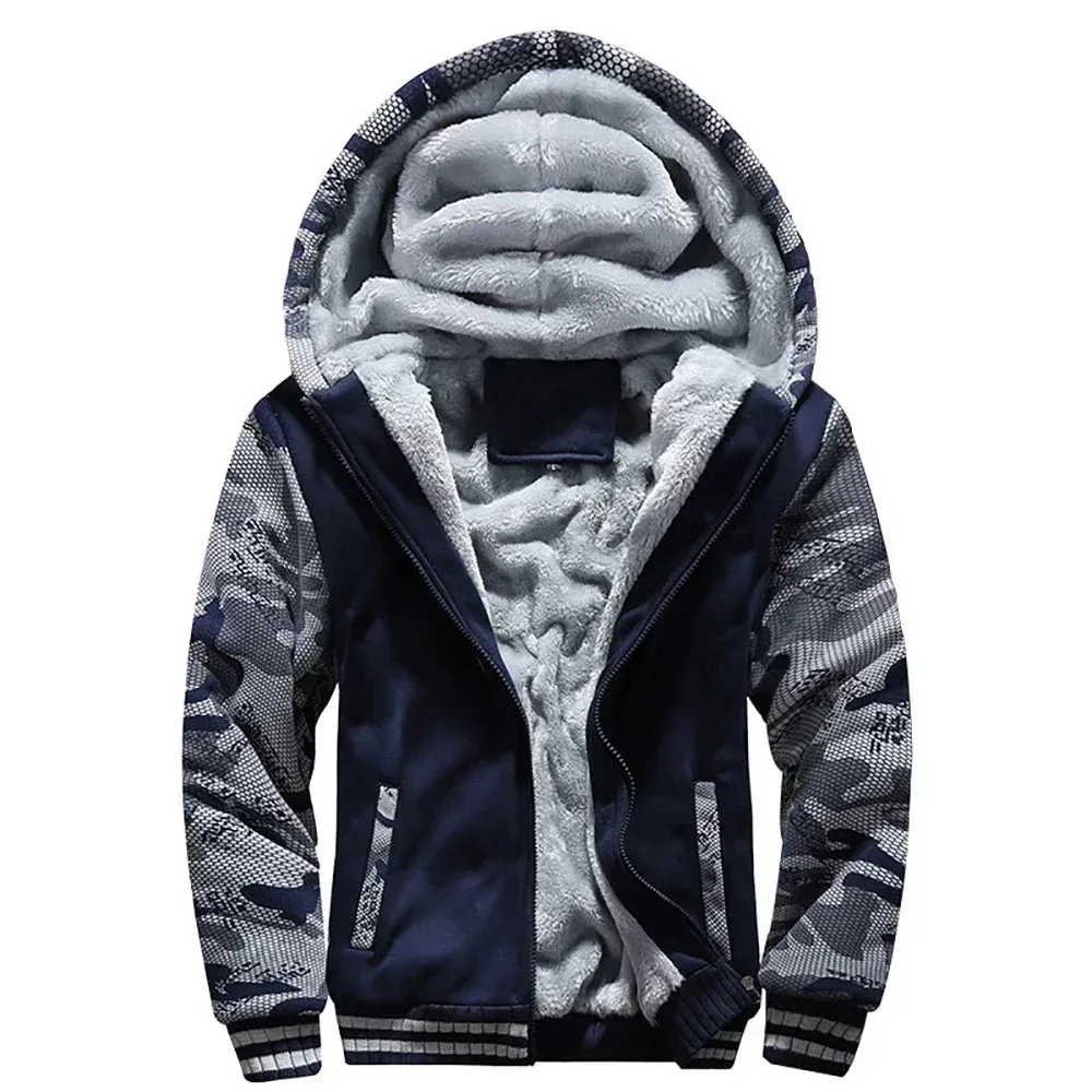 Men's Camouflage Fleece Zip Jacket for Winter Wear