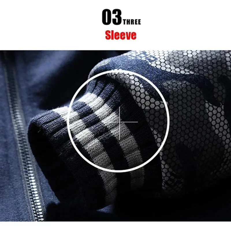 Men's Camouflage Fleece Zip Jacket for Winter Wear