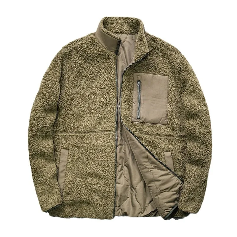 Men's Reversible Camouflage Thickened Cashmere Stand Collar Coat