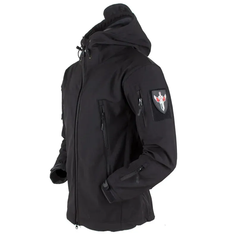 Men's Zipper y2k Soft Shell Windbreaker Tactical Waterproof Jackets Plus Size Hooded Coat Camouflage Bomber Fleece Jumper Jacket