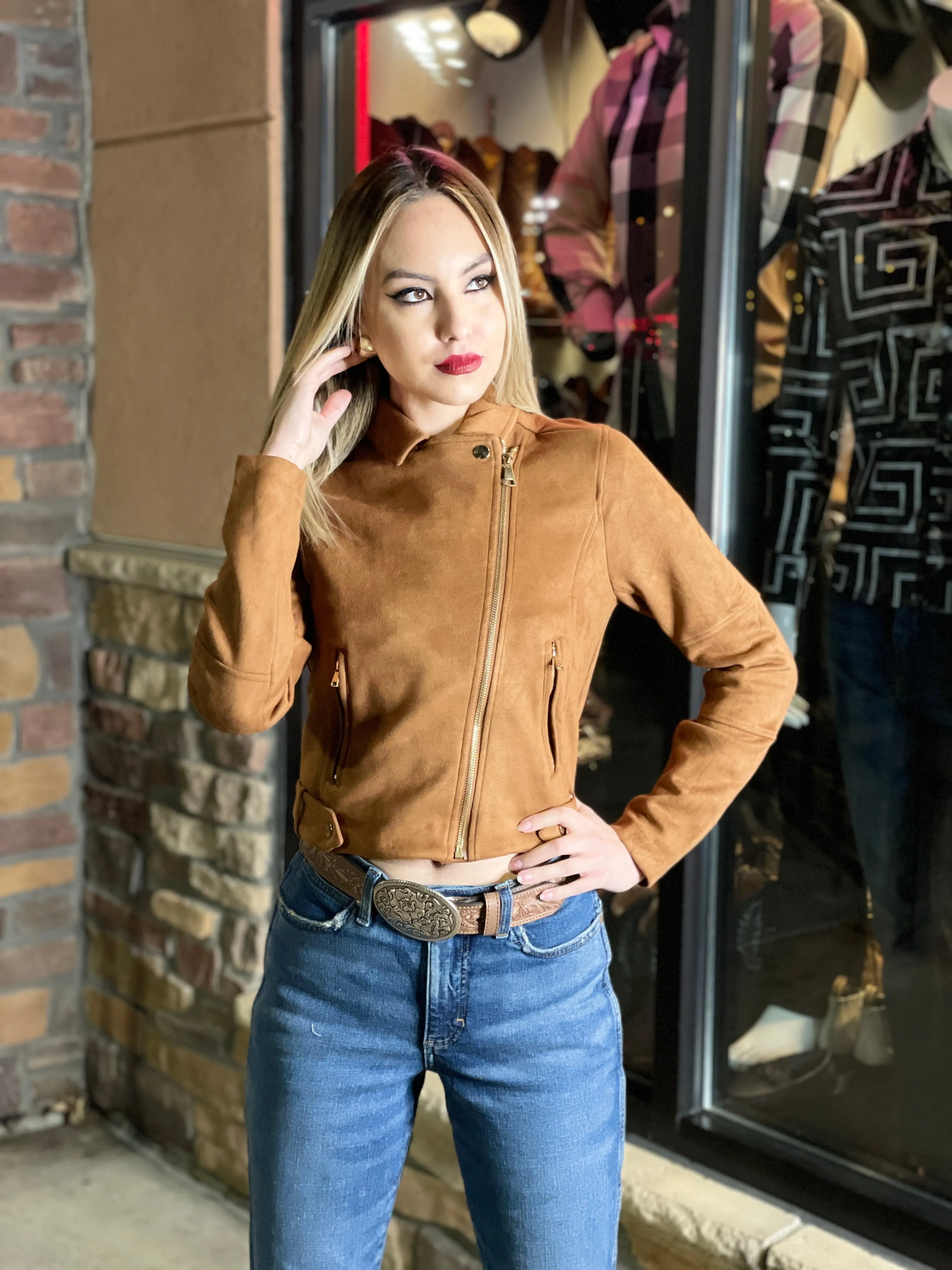 Mia camel suede jacket