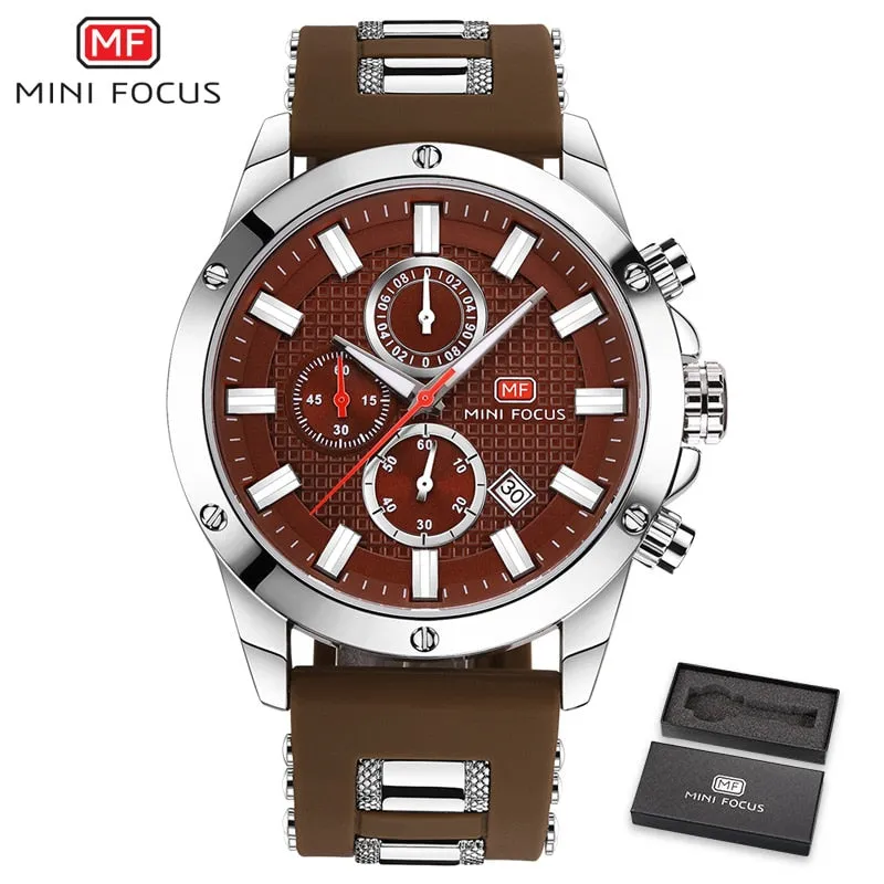 MINI FOCUS Watch Men Chronograph Top Brand Luxury Quartz Sports Watches Army Military Silicone Strap Wrist Watch Male Blue Clock