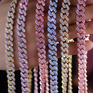 mini women cuban choker ,necklace, blinged iced cuban necklace , men cuban choker , cuban link ,  , pink cuban , blue cuban choker ,