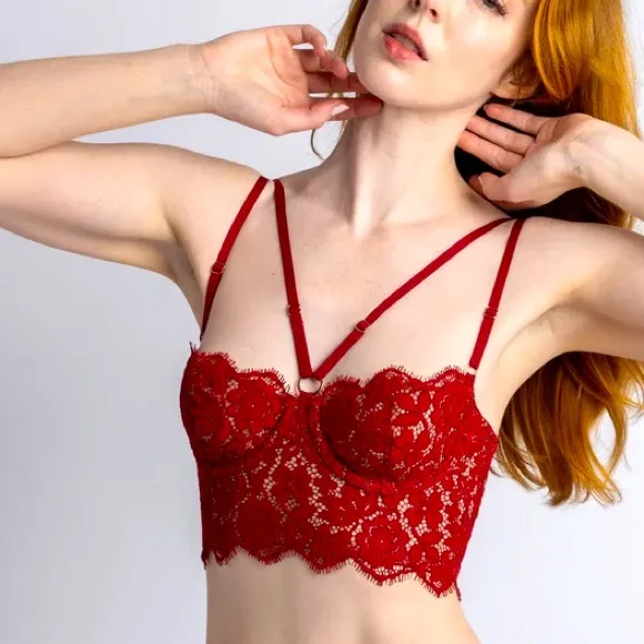 Monique Morin FRISSON BUSTIER in BLOODSTONE size 32 D / 34 C from Anthropologie