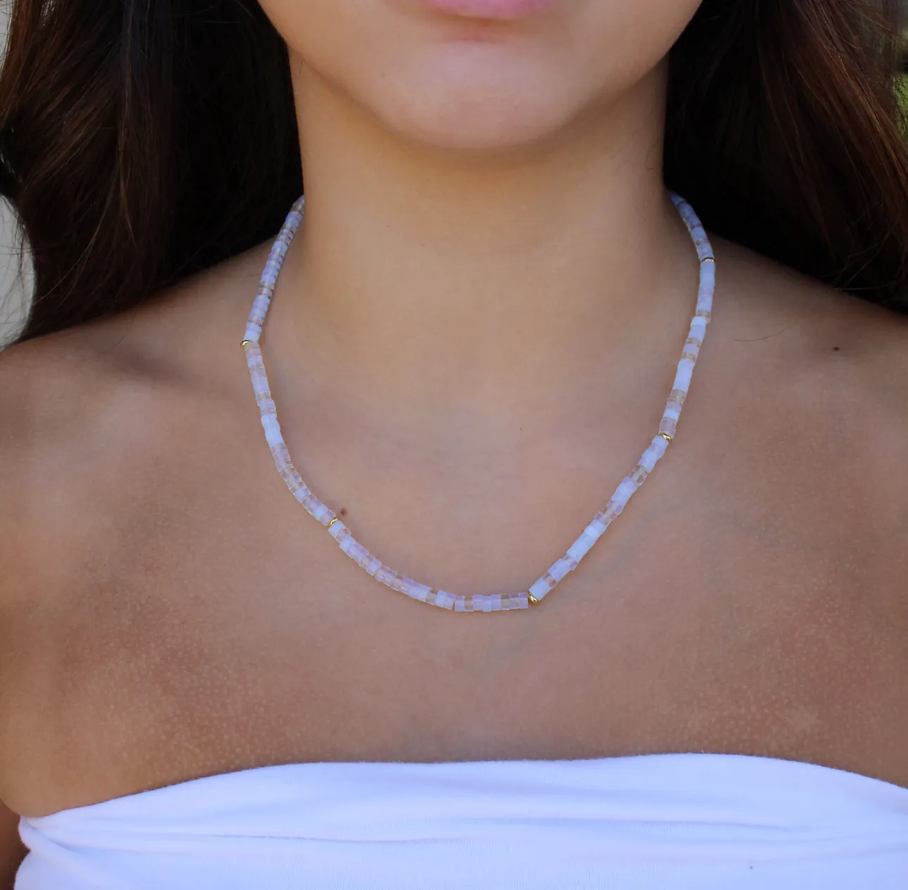 Moon Crystal Beaded Necklace