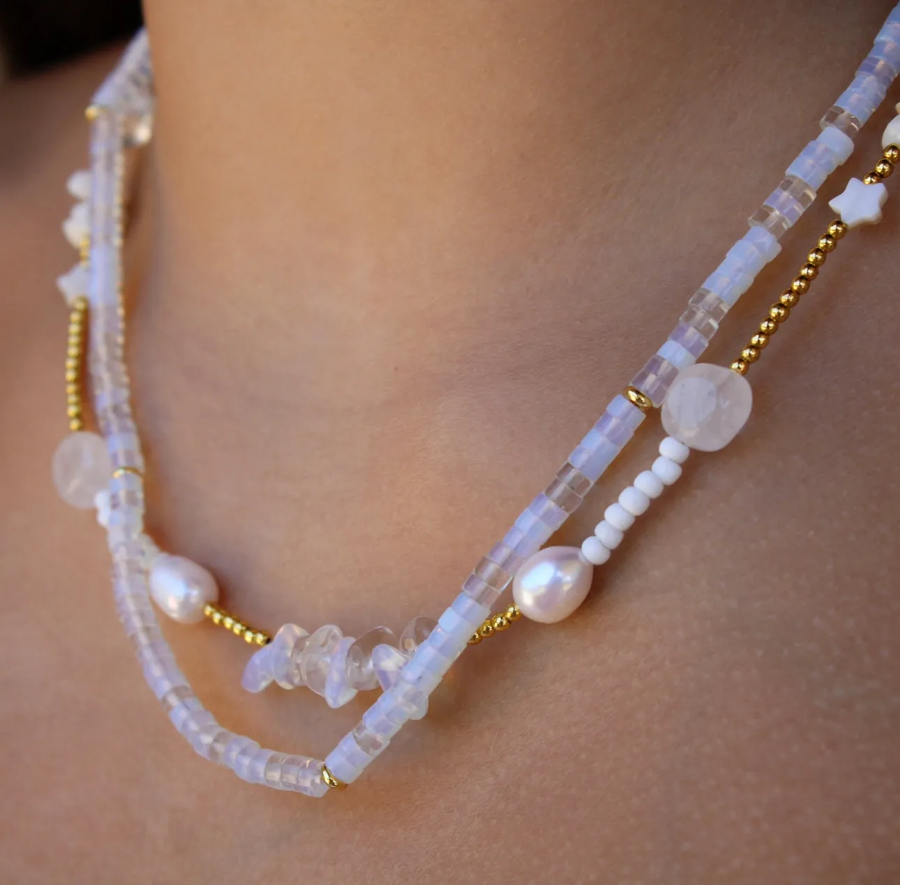 Moon Crystal Beaded Necklace