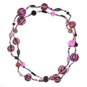 Multi Bead Necklace - Purple