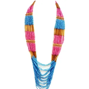 MULTI COLOR PINK AND BLUE NECKLACE  #FW1404487