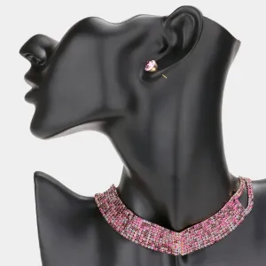 Multi-Purple Rhinestone Choker Necklace | Prom Jewelry | Pageant Jewelry | 482676