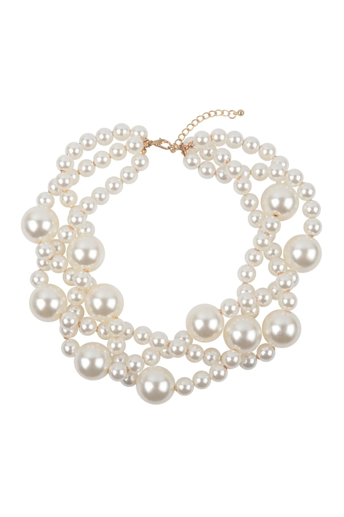 MULTI SIZE CLUSTER PEARL CHOKER NECKLACE