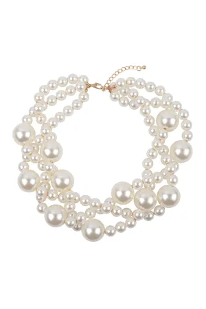 MULTI SIZE CLUSTER PEARL CHOKER NECKLACE
