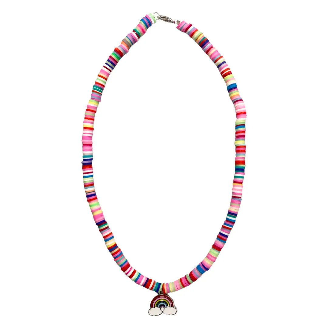Multicolor Beaded Necklace with Rainbow