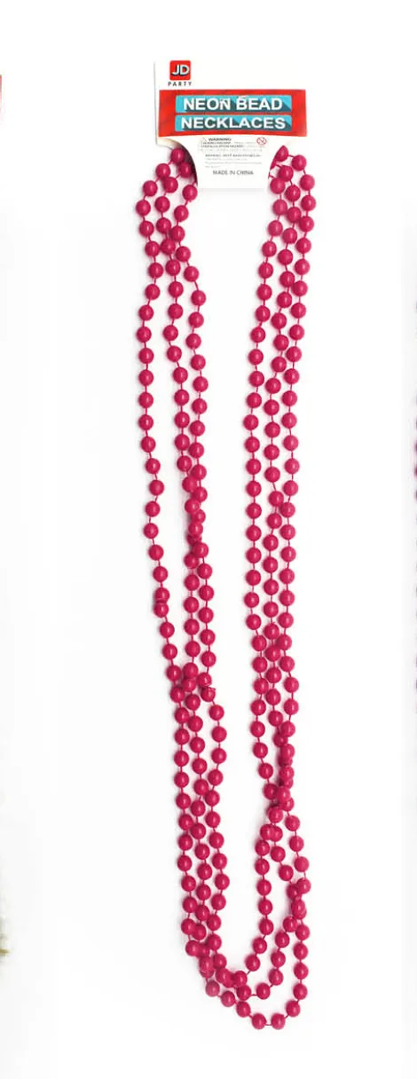 Neon Red Beaded Plastic Costumes Necklaces