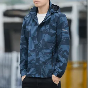 New Hooded Hiking Cycling Jacket Men Autumn Outdoor Bomber Jackets Waterproof Windbreaker Sports Casual Cargo Jackets Men Coats