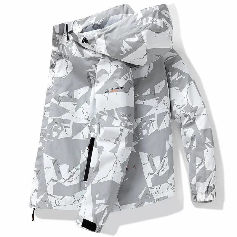 New Hooded Hiking Cycling Jacket Men Autumn Outdoor Bomber Jackets Waterproof Windbreaker Sports Casual Cargo Jackets Men Coats