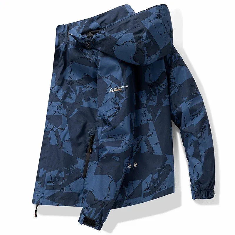 New Hooded Hiking Cycling Jacket Men Autumn Outdoor Bomber Jackets Waterproof Windbreaker Sports Casual Cargo Jackets Men Coats
