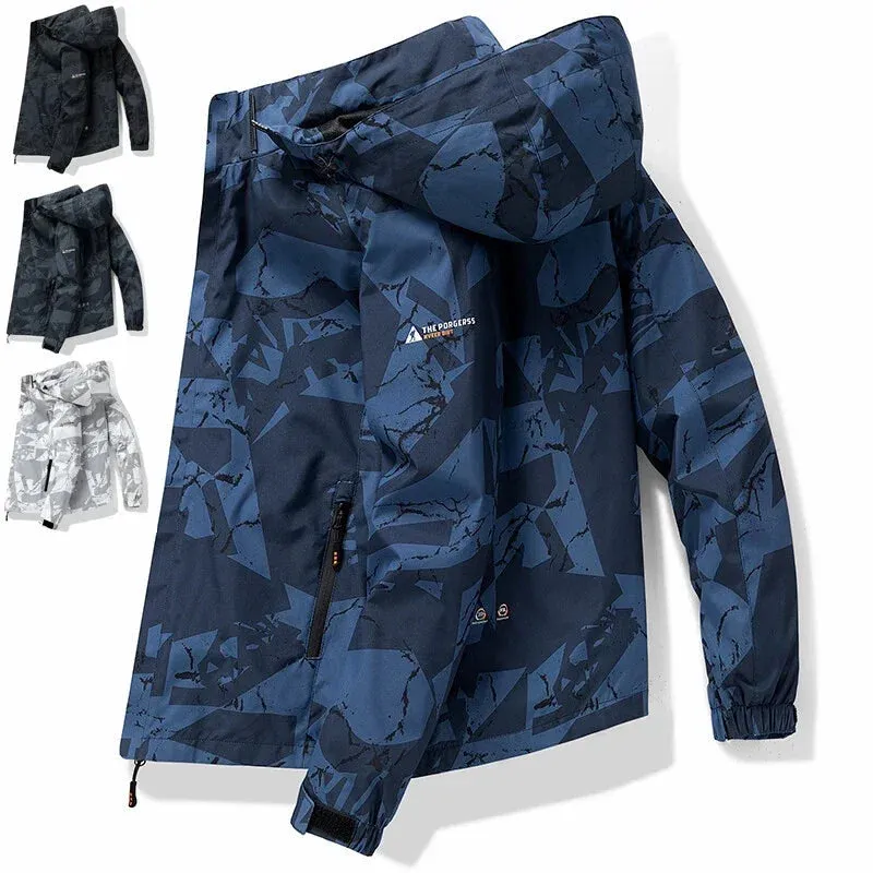New Hooded Hiking Cycling Jacket Men Autumn Outdoor Bomber Jackets Waterproof Windbreaker Sports Casual Cargo Jackets Men Coats