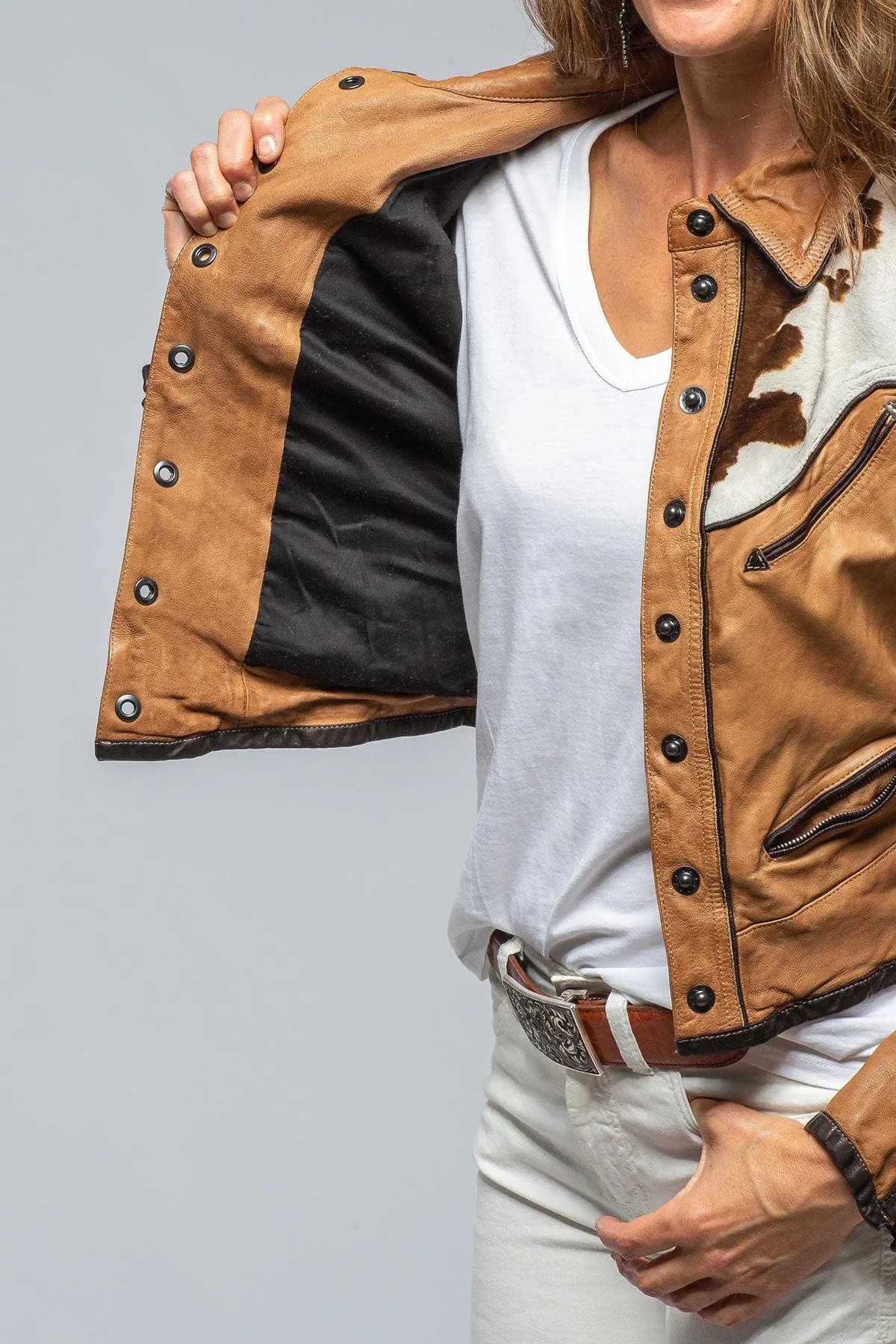 Noya Hair-On-Hide Jkt In Camel