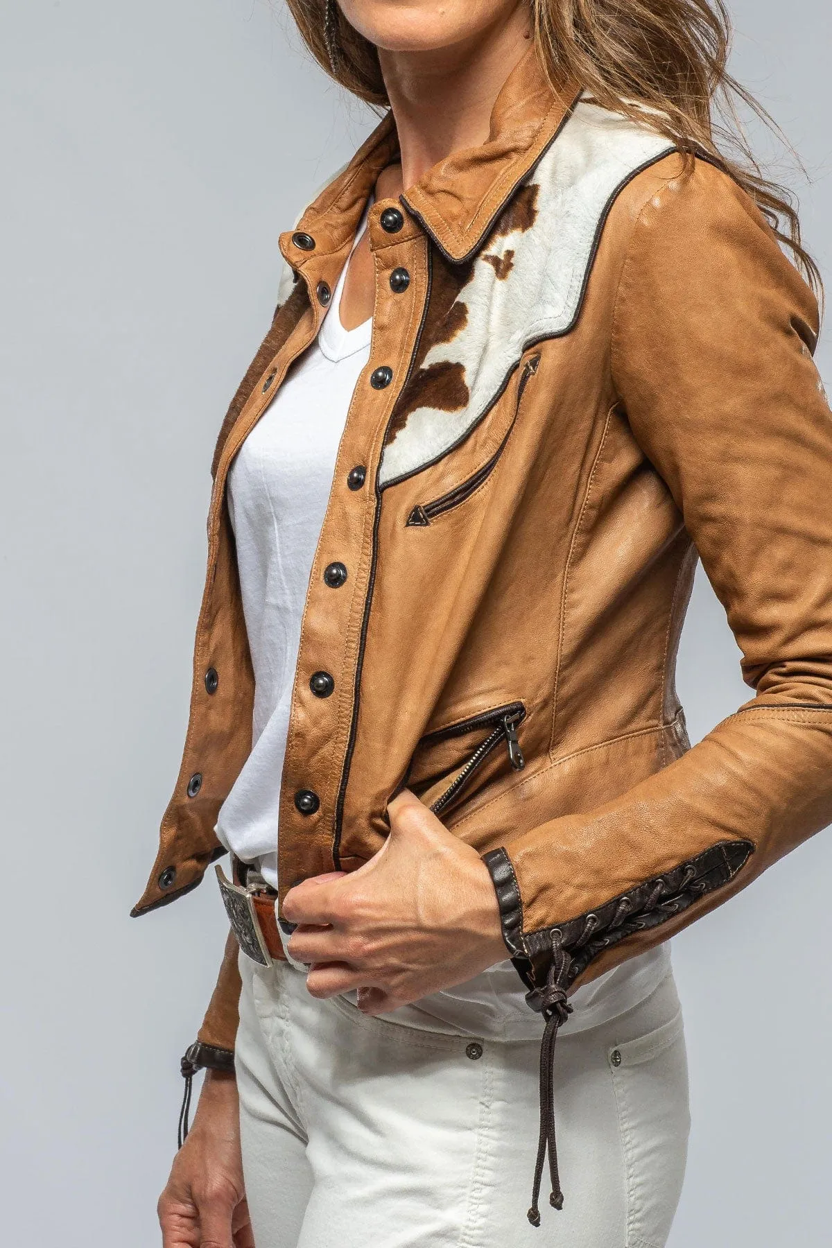 Noya Hair-On-Hide Jkt In Camel
