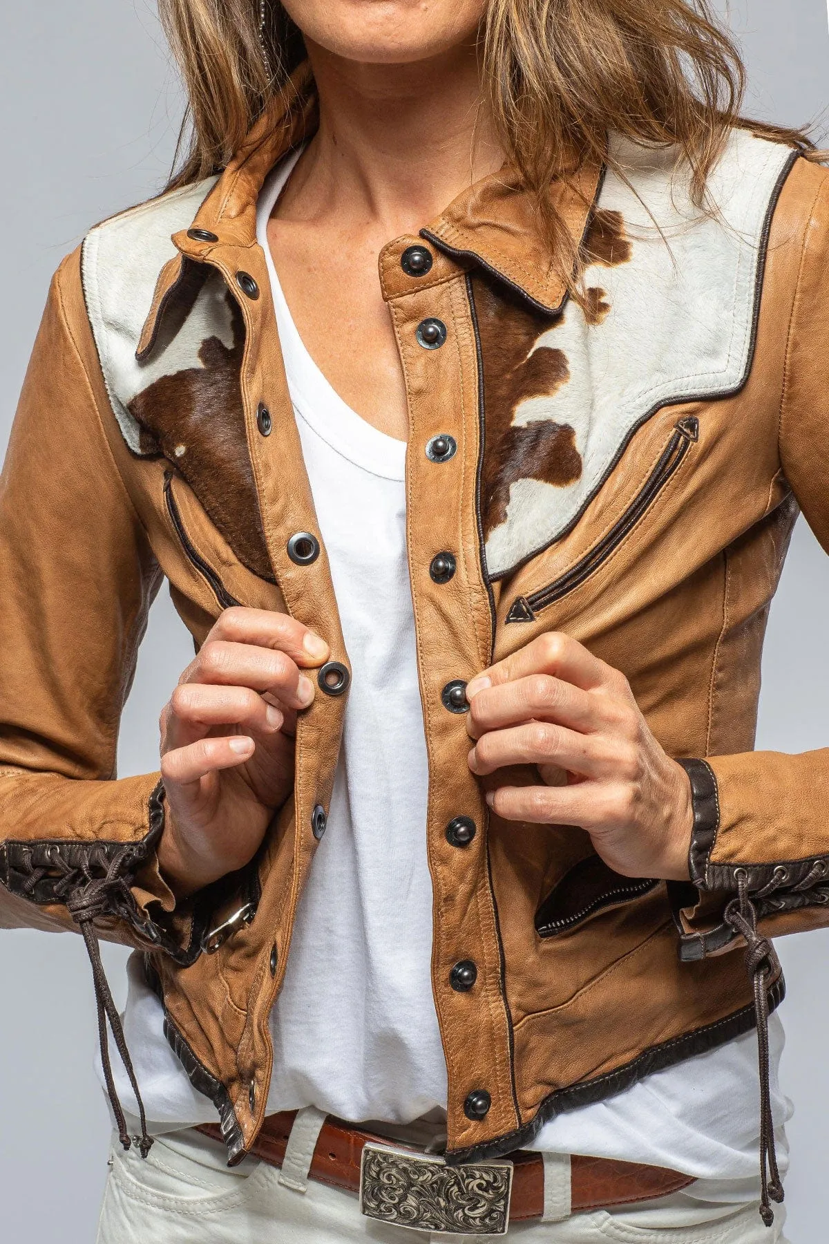 Noya Hair-On-Hide Jkt In Camel