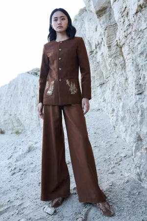 Nubra Woollen Top Jacket (Maple) & Nyoma Woollen Pants (Maple)