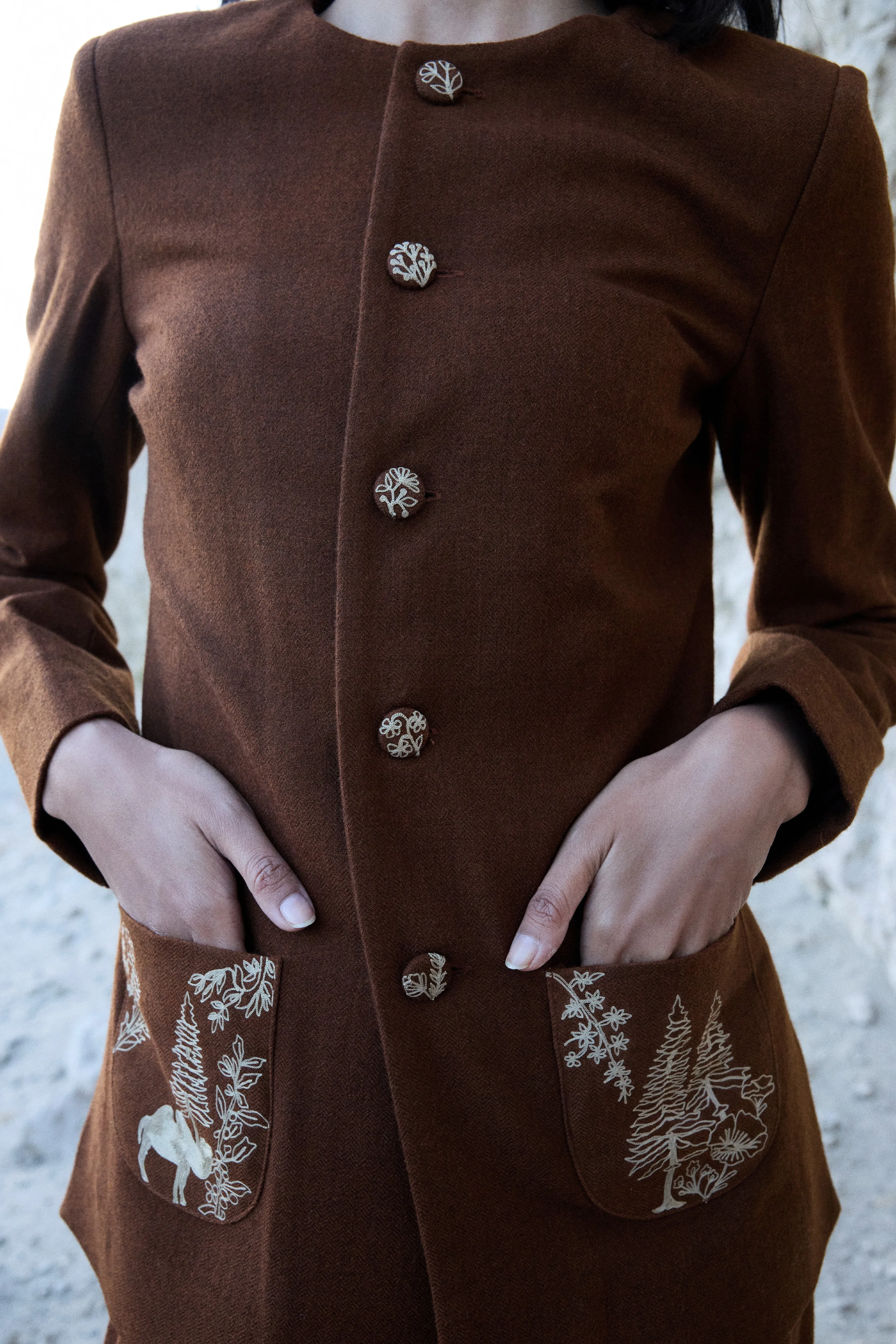 Nubra Woollen Top Jacket (Maple) & Nyoma Woollen Pants (Maple)