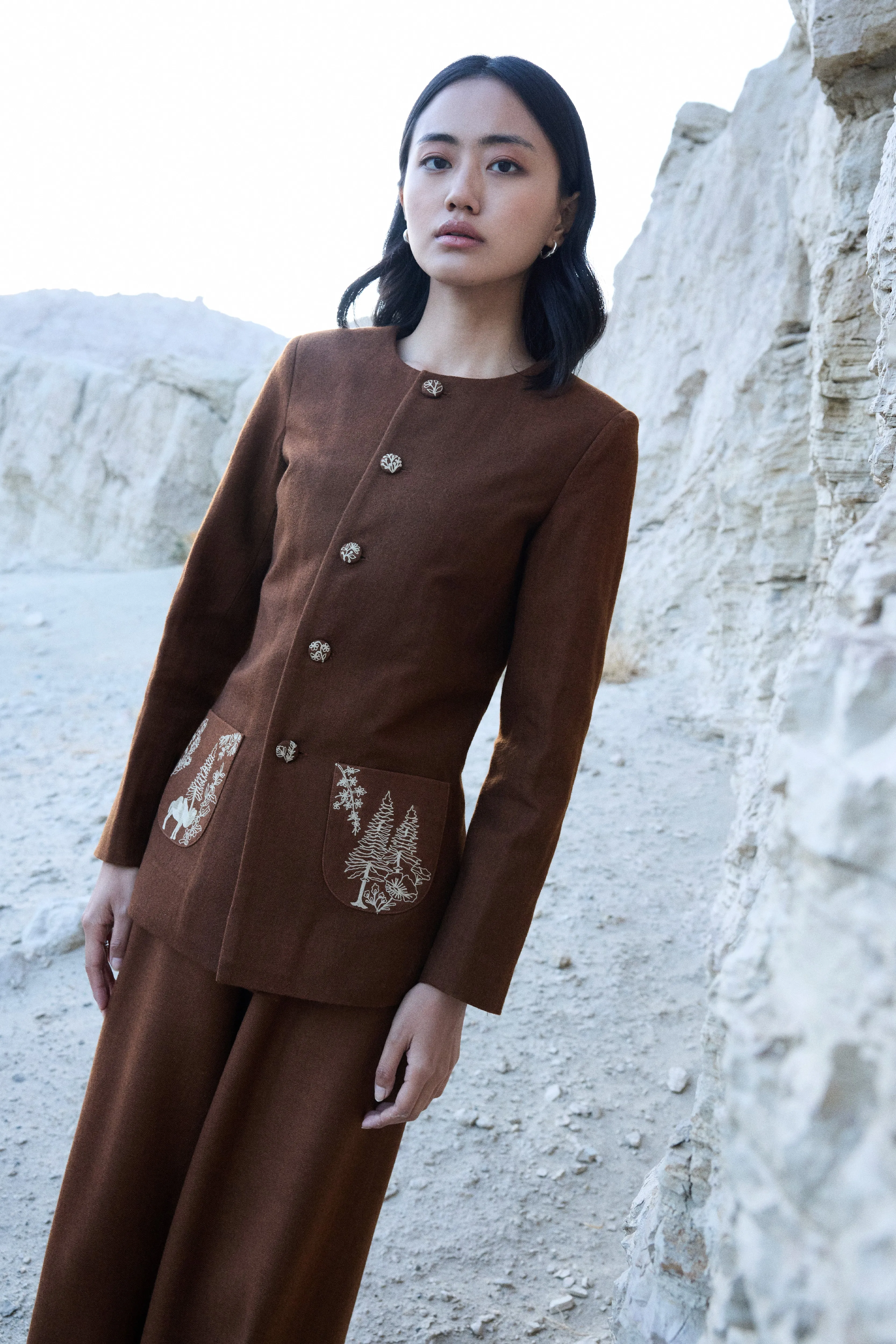 Nubra Woollen Top Jacket (Maple) & Nyoma Woollen Pants (Maple)
