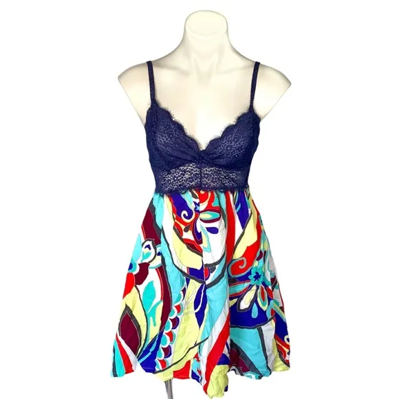 NWT Josie Natori Mosaic Floral Lace Babydoll Chemise