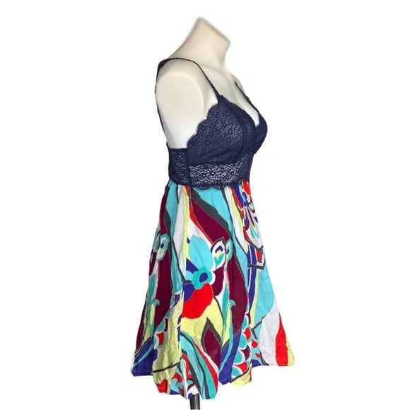 NWT Josie Natori Mosaic Floral Lace Babydoll Chemise