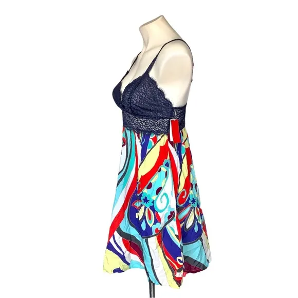 NWT Josie Natori Mosaic Floral Lace Babydoll Chemise