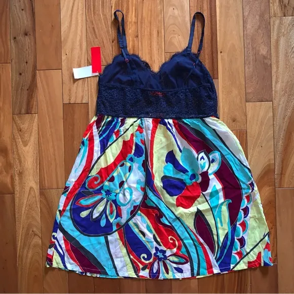 NWT Josie Natori Mosaic Floral Lace Babydoll Chemise