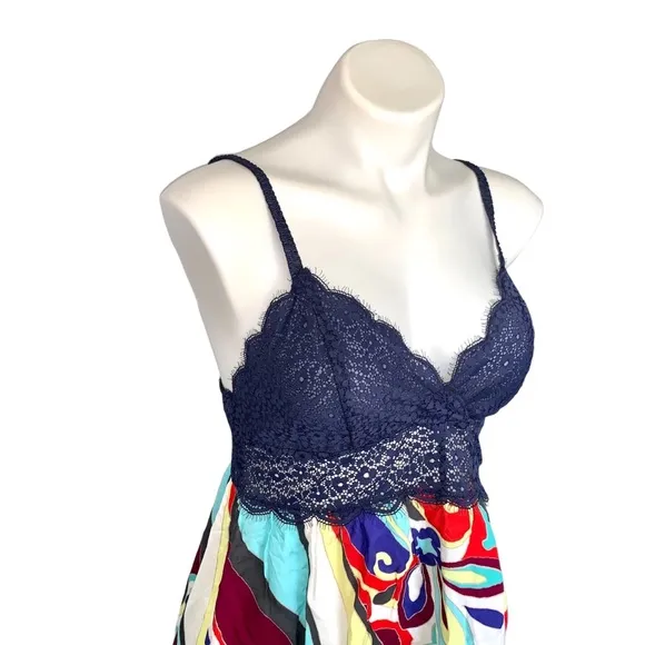 NWT Josie Natori Mosaic Floral Lace Babydoll Chemise