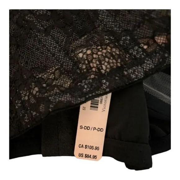 NWT Victoria’s Secret Black Lace Longline Bustier Bra - Size S-DD