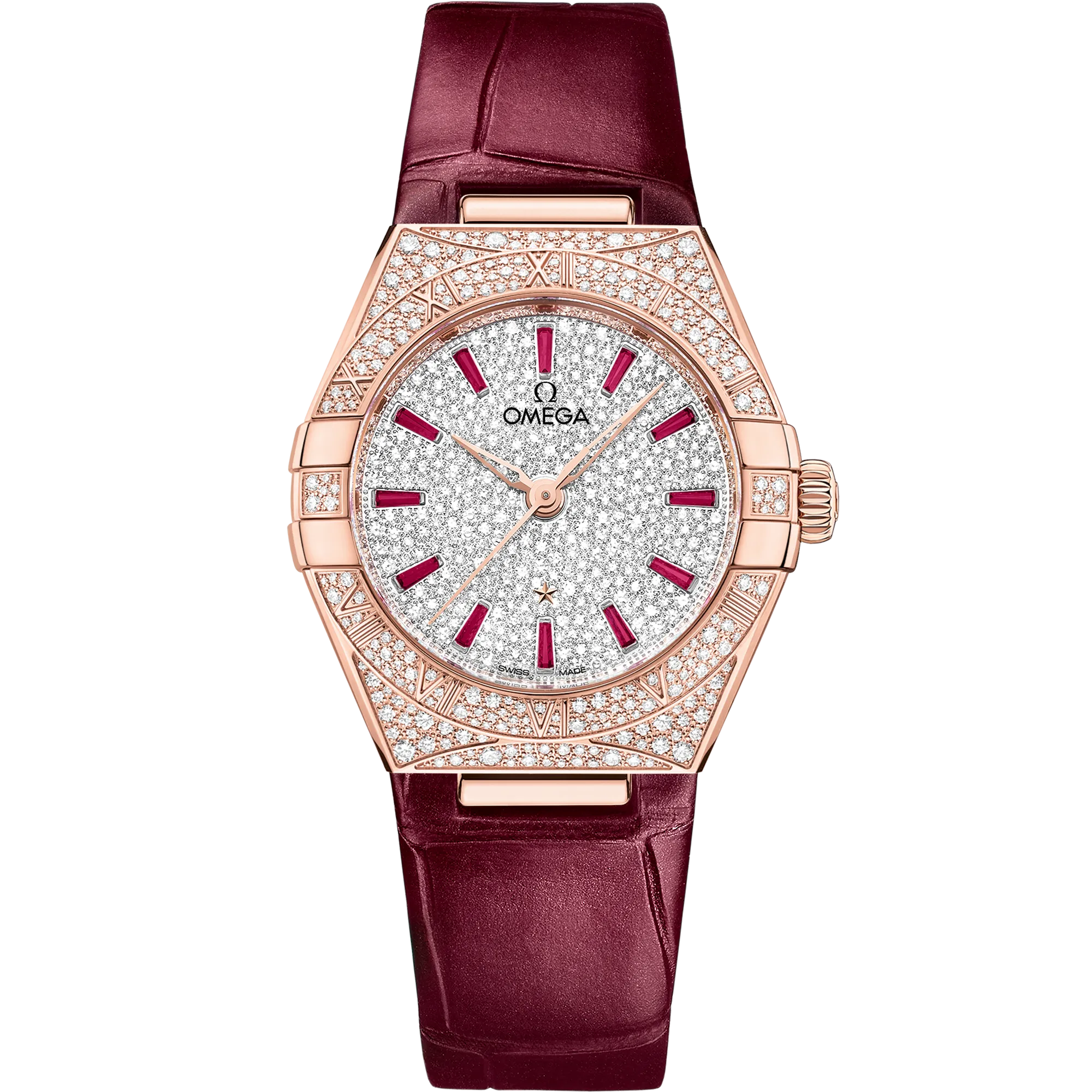 Omega Constellation 29 mm, Sedna™ gold on leather strap