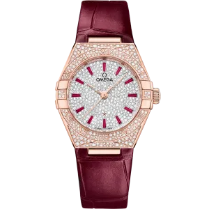 Omega Constellation 29 mm, Sedna™ gold on leather strap