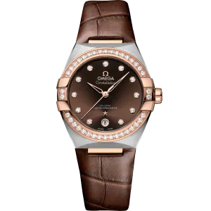 Omega Constellation 36 mm, steel - Sedna™ gold on leather strap