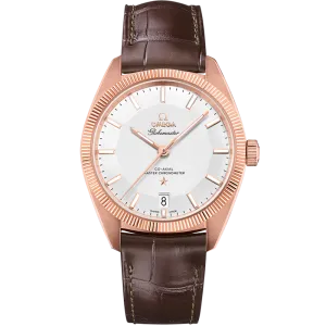 Omega Constellation Globemaster 39 mm, Sedna™ gold on leather strap
