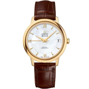 Omega De Ville Prestige 32.7 mm, yellow gold on leather strap