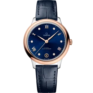 Omega De Ville Prestige 34 mm, steel - Sedna™ gold on leather strap