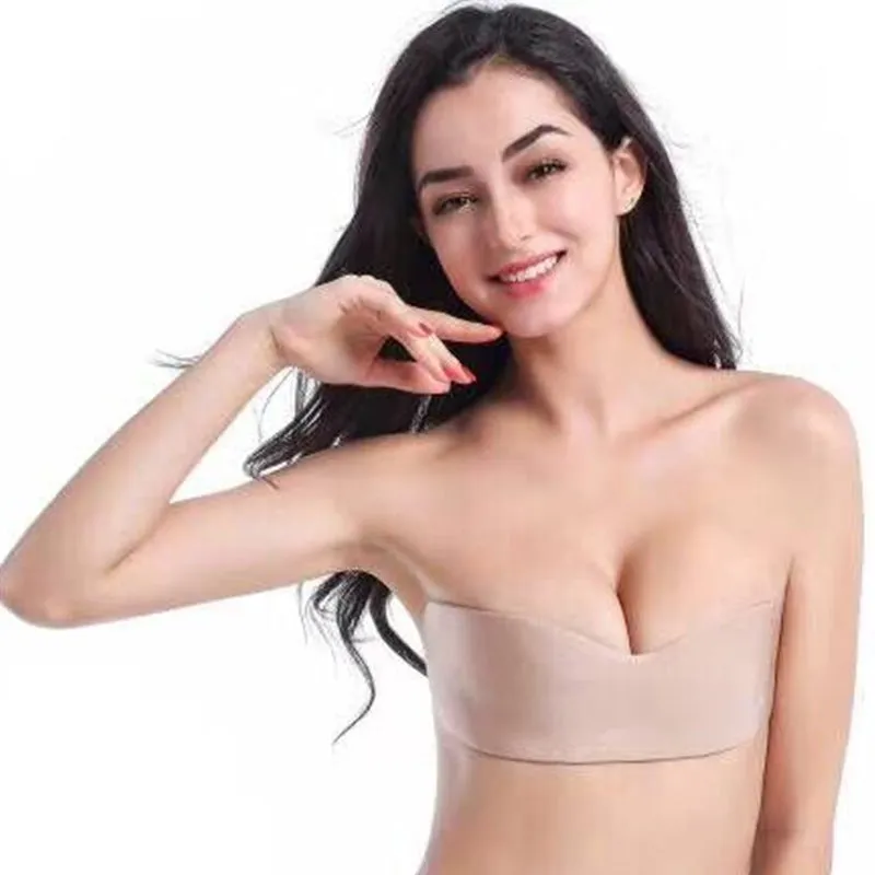 One-piece chest stickers breathable no steel ring invisible bra gathered a word strapless invisible underwear