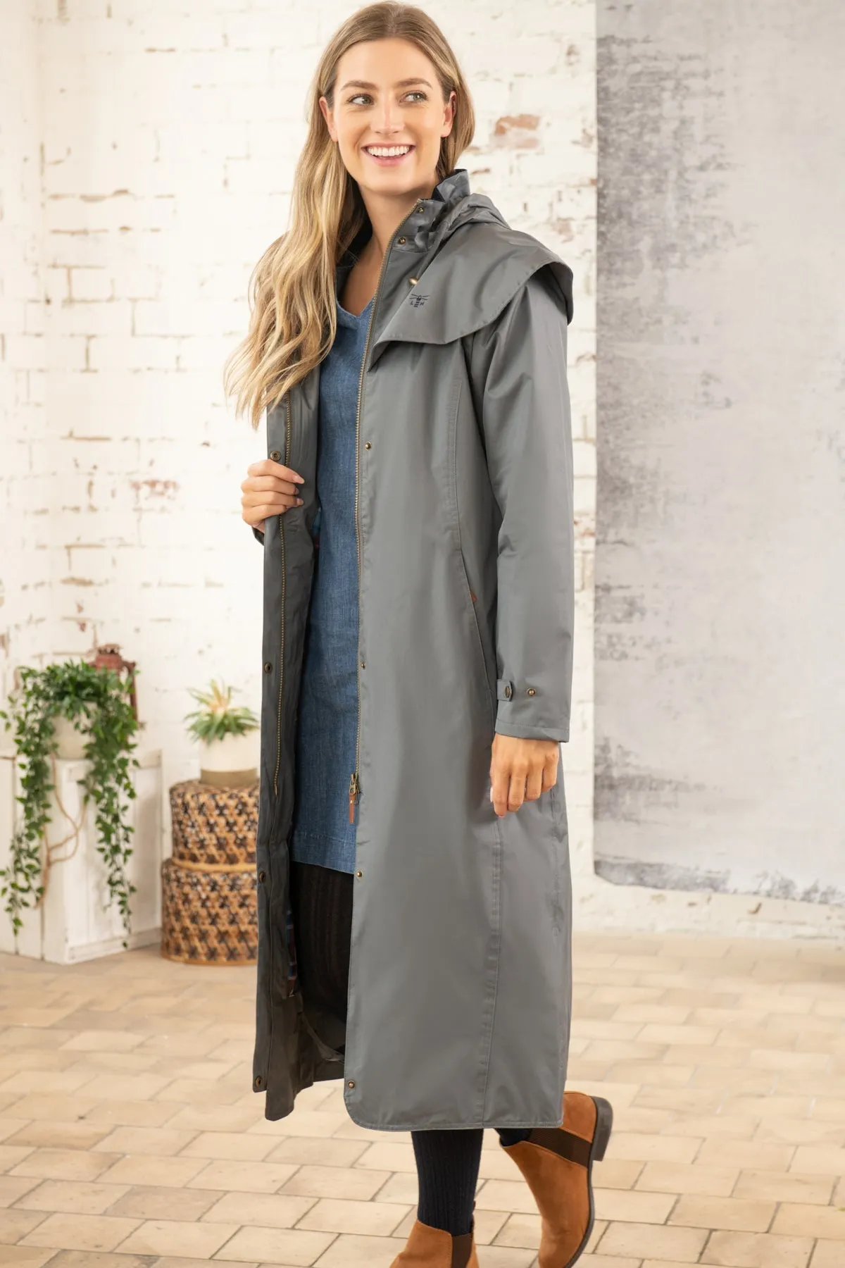 Outback Womens Full Length Waterproof Raincoat - Urban Grey