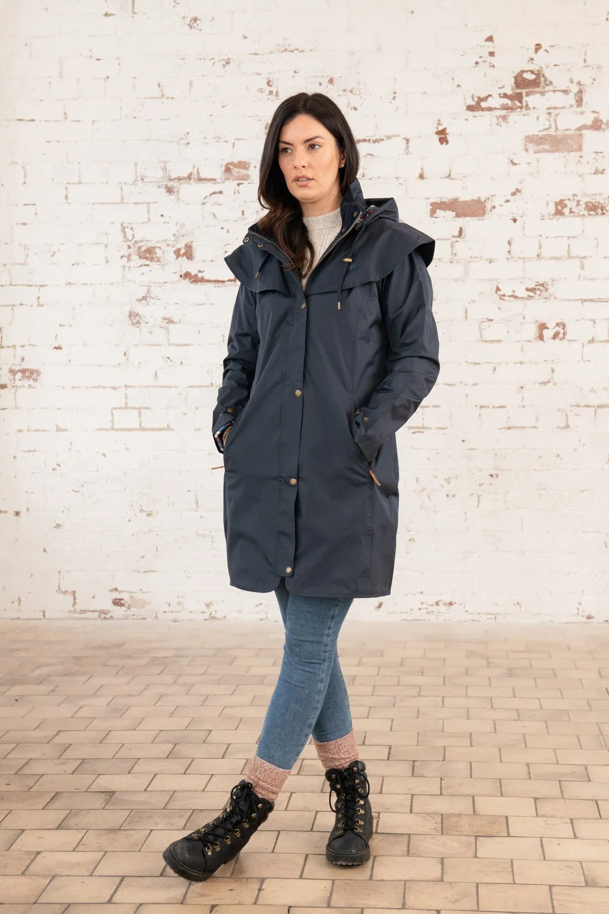 Outrider Womens 3/4 Length Waterproof Raincoat - Nightshade