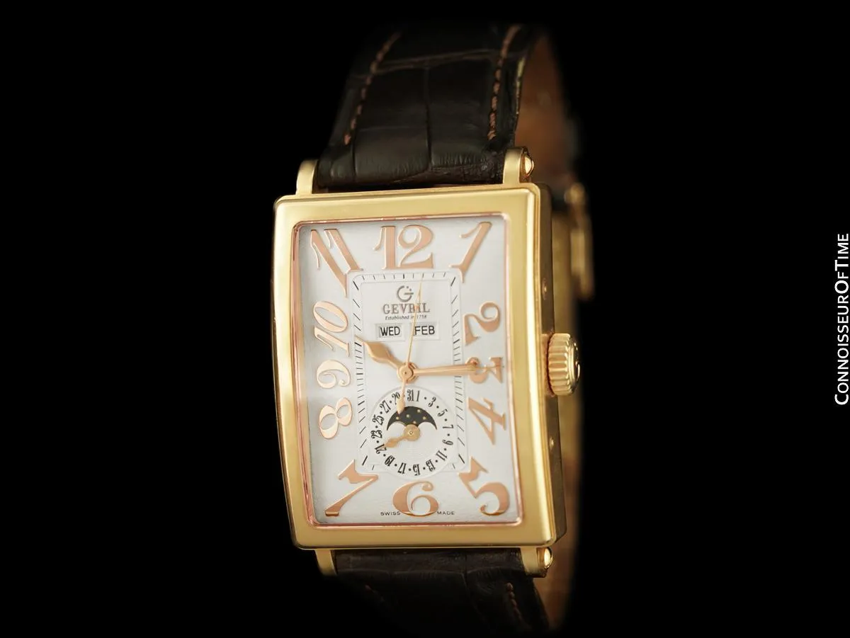 Owned & Loved By Martin Sheen - Magazine Worn Gevril Avenue of Americas Massive Mens 18K Rose Gold Annual Calendar Moonphase Watch