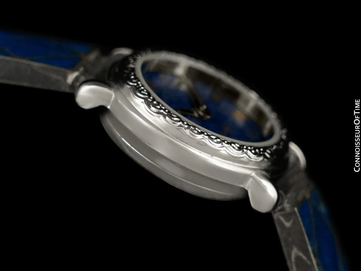 OWNED & WORN BY BETTY WHITE - Lapis Lazuli & Sterling Silver Vintage Wristwatch