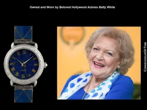 OWNED & WORN BY BETTY WHITE - Lapis Lazuli & Sterling Silver Vintage Wristwatch